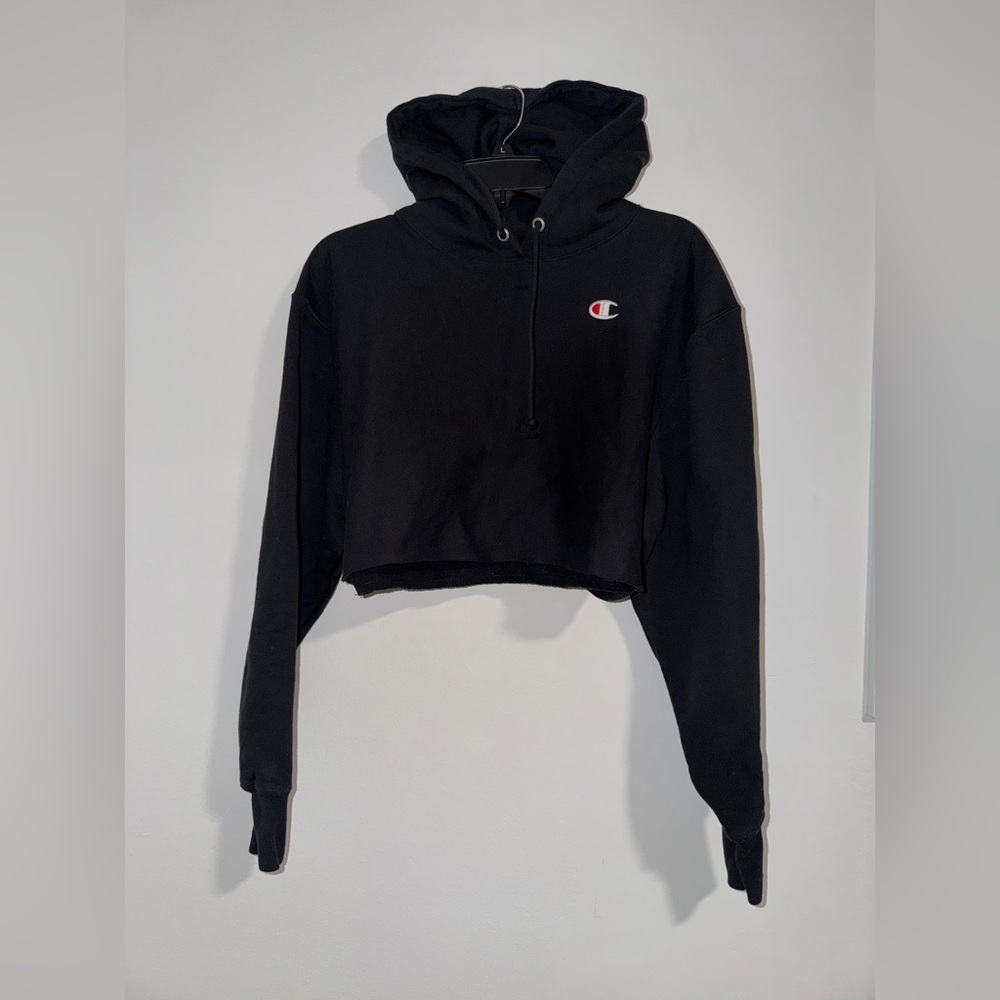Champion Black Hoodie with Logo